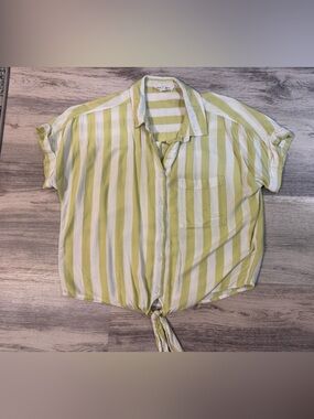beachlunchlounge Yellow/Lime & White Striped Shirt